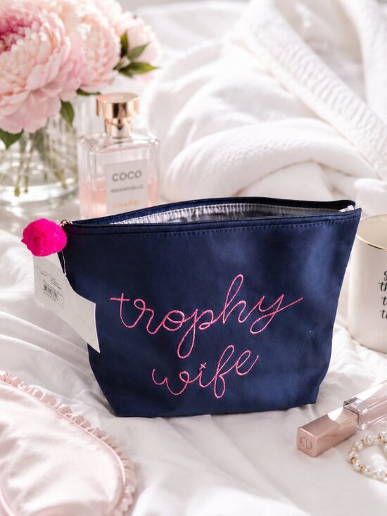 Ever Ellis Handbags - Trophy Wife Oversized Makeup Bag Blue Pink Cosmetic Travel Toiletry Pouch NWT